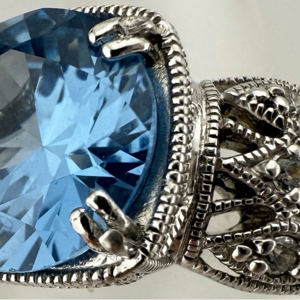 Tacori Sterling Silver Ring with Blue topaz Gemstone